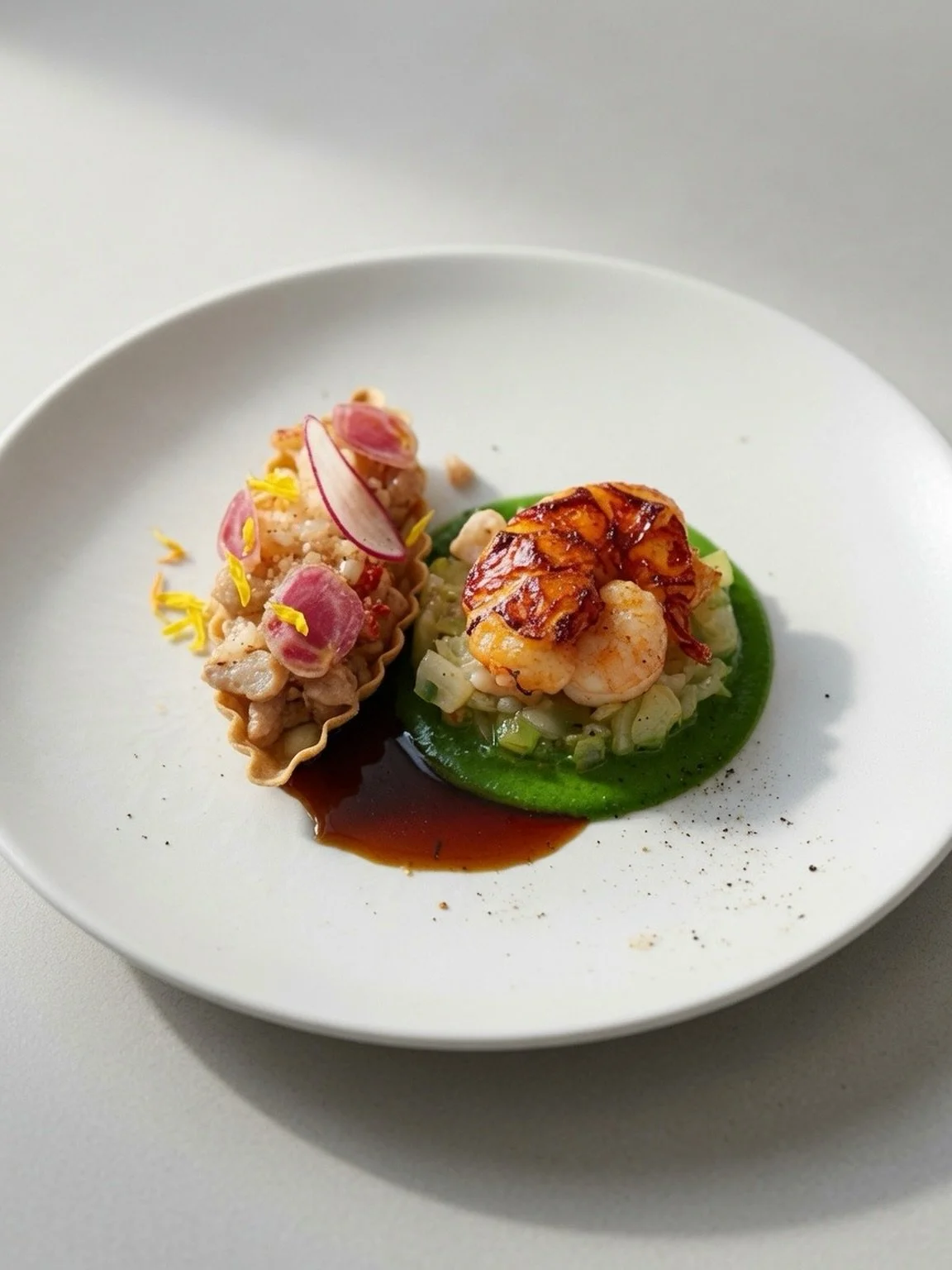Homard &amp; ris de veau, d&eacute;clinaison de blette, jus de viande au gingembre.

𝐋&rsquo;𝐀𝐮𝐛𝐞𝐫𝐠𝐞 𝐝𝐮 𝐂𝐫𝐨𝐢𝐬𝐬𝐚𝐧𝐭
𝟧𝟤 𝗊𝗎𝖺𝗂 𝖽𝖾 𝗅𝖺 𝖫𝗈𝗂𝗋𝖾, 𝖱𝗈𝖼𝗁𝖾𝖼𝗈𝗋𝖻𝗈𝗇, 𝟥𝟩𝟤𝟣𝟢 𝖥𝗋𝖺𝗇𝖼𝖾
𝘙&eacute;𝘴𝘦𝘳𝘷𝘢𝘵𝘪𝘰𝘯𝘴 𝘢