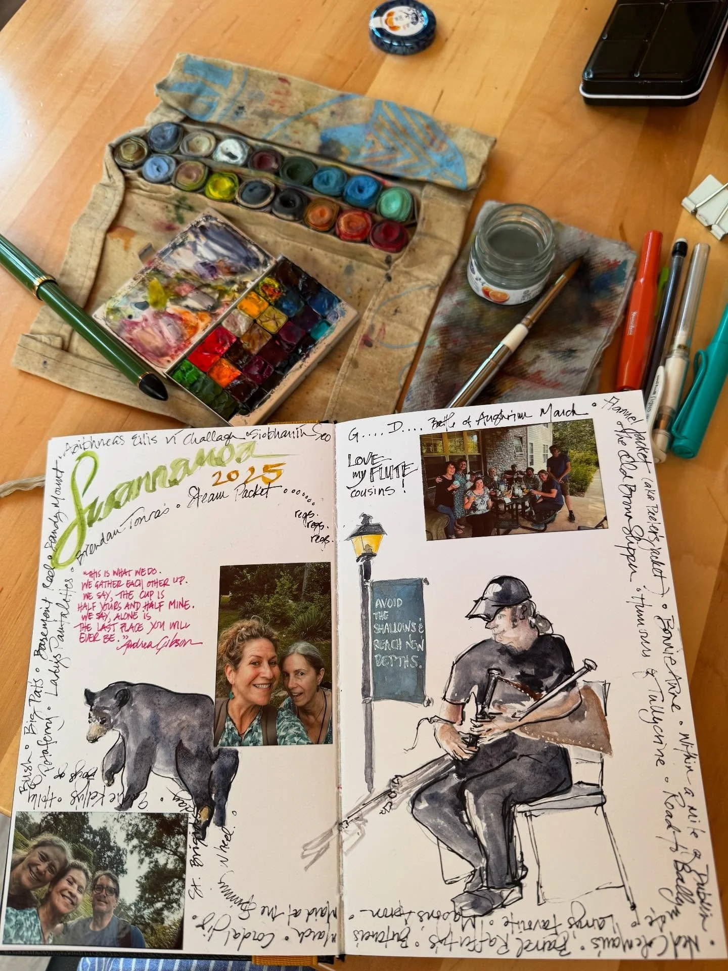 Spending some time &lsquo;on hols&rsquo; catching up in my sketchbook. Still brimming with tunes from amazing instructors @brianbholleran and @cillianvallely as well as all the music in between classes with my band-camp family.  Thanks @theswannanoag