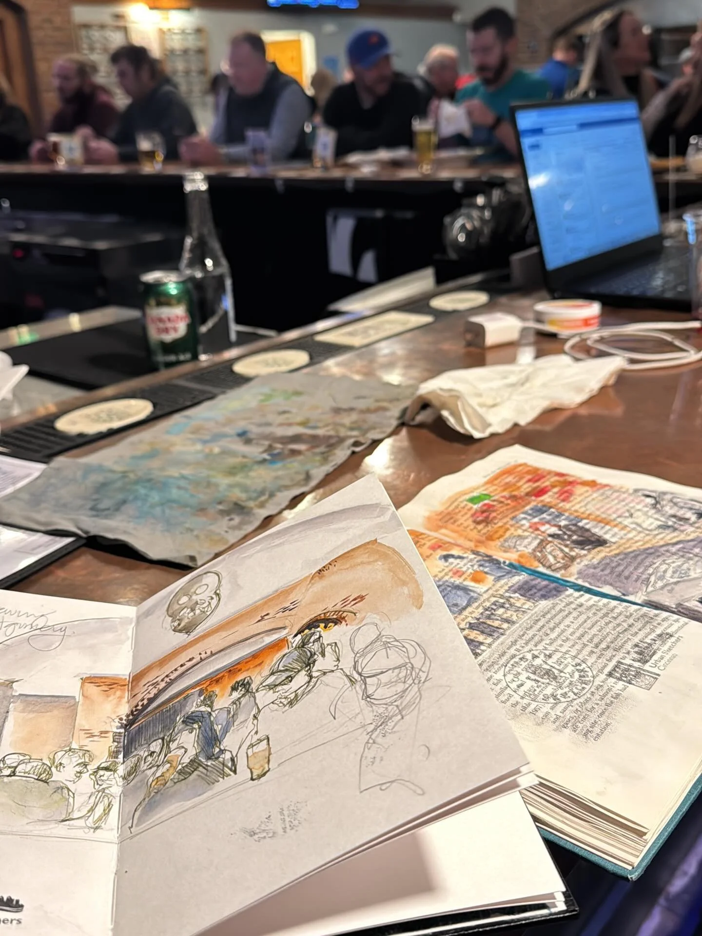 Lovely evening of sketching with our @cincyurbansketchers group at @mphbrew for the monthly &lsquo;BoUrban Sketchers&rsquo; outing. Great to see everyone!