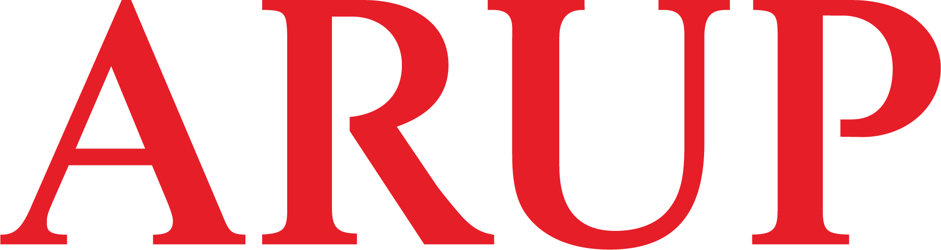 The word 'ARUP' in large red letters on a black background.