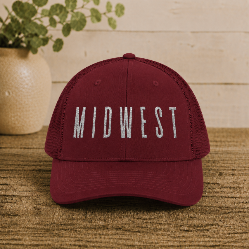 Midwest Snapback Trucker Hat Embroidery Design