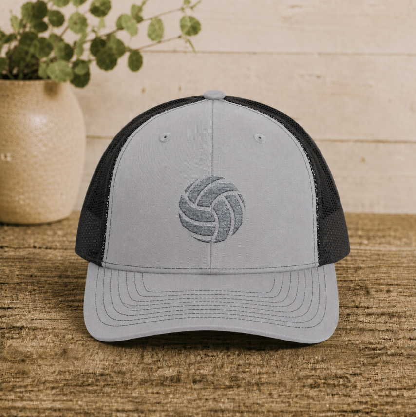 Gray Volleyball Snapback Trucker Cap