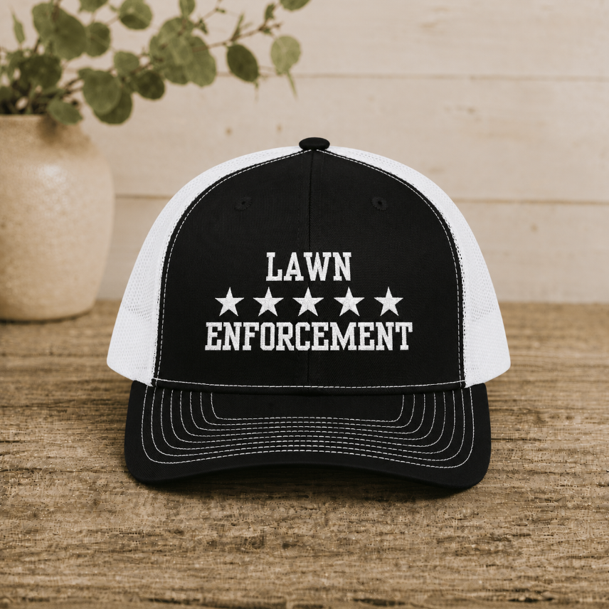 Lawn Enforcement Snapback Trucker Cap