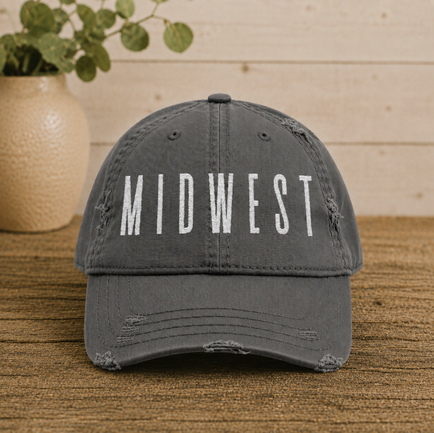 Midwest Distressed Hat Embroidery Design