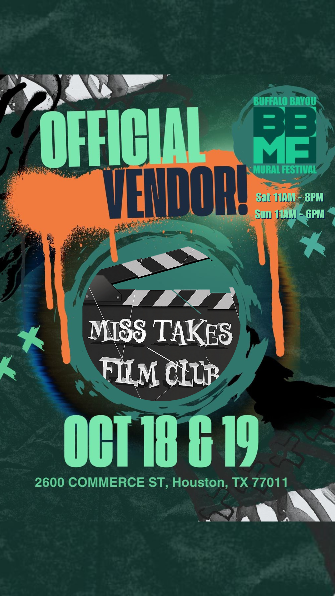 Miss Takes Film Club at the Buffalo Bayou Mural Festival 