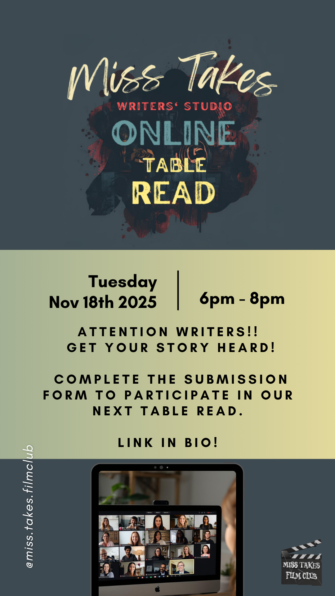 Miss Takes Writers' Studio ONLINE Table Read