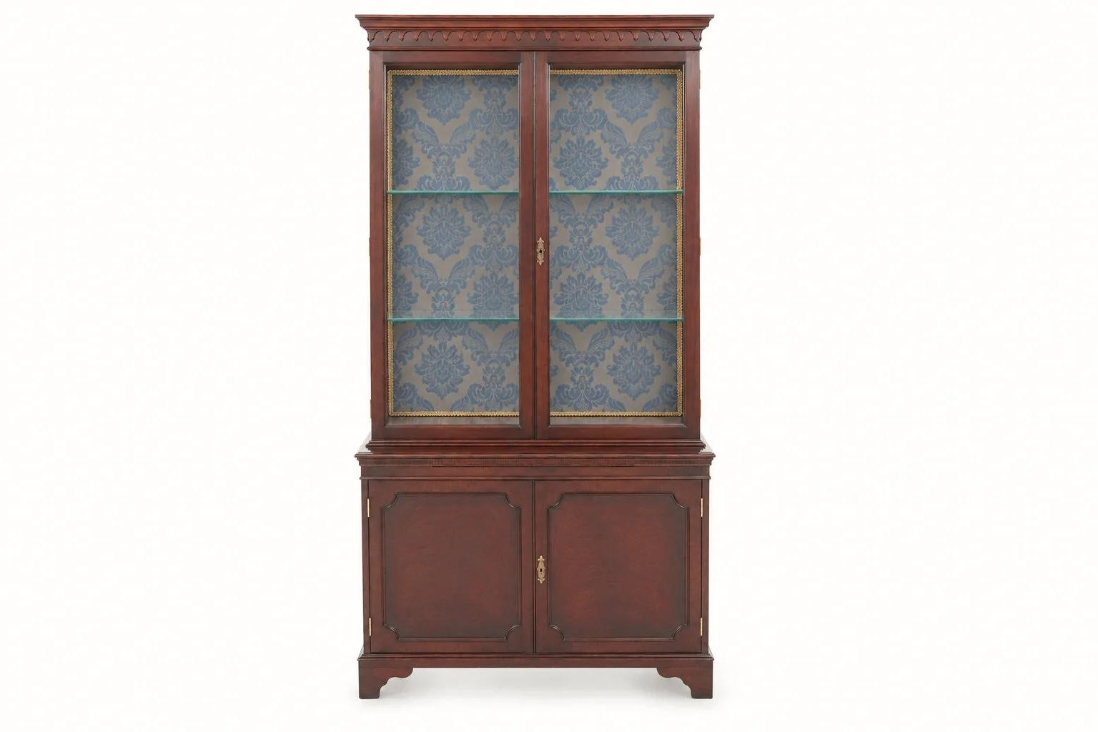 Antique Mahogany Cabinet with Blue Damask Interior.jpeg