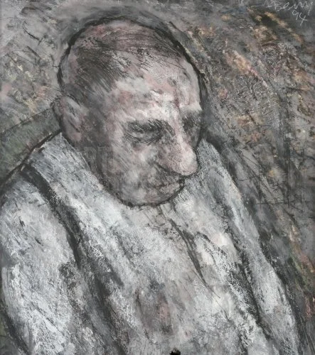 My Father Dosing (1994), Mixed Media 25 x 28 inch