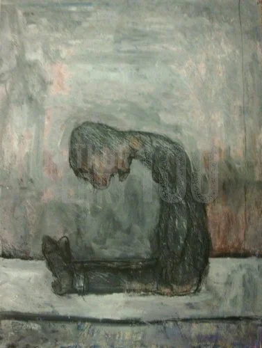 Bent Down (1975), Mixed Media 22 x 30 inch