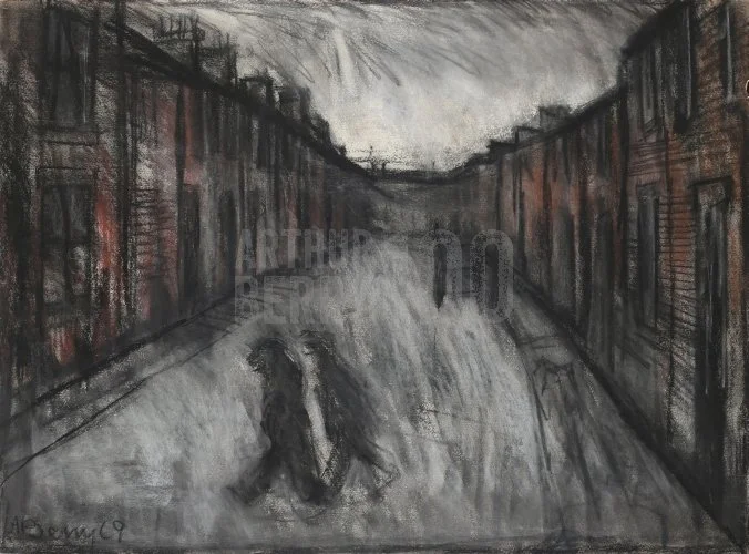 The Terrace Street (1969), Mixed Media 30 x 22 inch