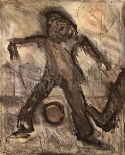 Playing Football (1969), Mixed Media 20 x 20.5 inch
