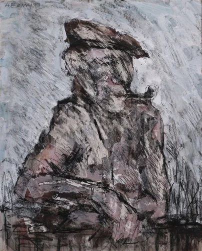 Man with Pipe (1967), Mixed Media 21 x 26 inch