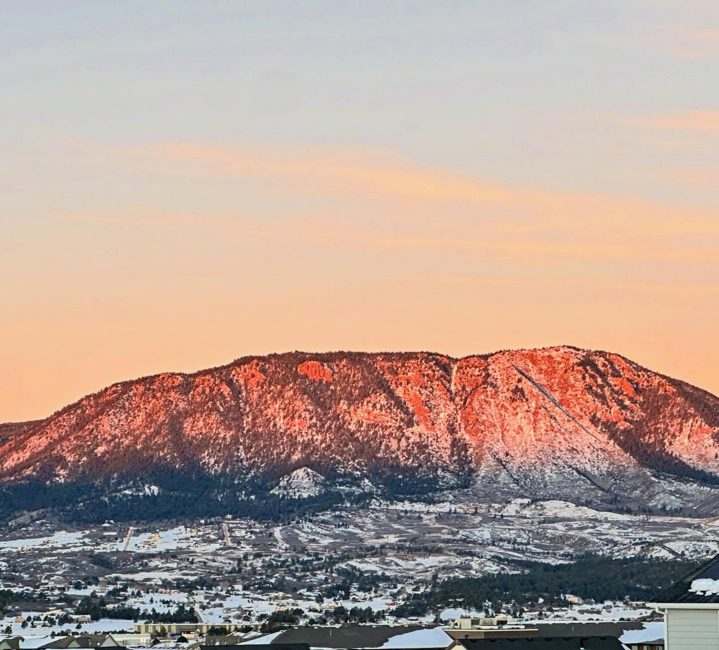The Monday morning sun hitting Mount Herman right now. Gotta love the Tri-Lakes! Let&rsquo;s DO this!