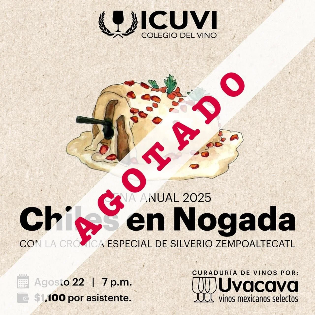 &iexcl;Dos fechas agotadas!
Muchas gracias 🙏🏽
Nuestro evento anual de Chiles en Nogada tiene lleno total en sus dos fechas.
&iexcl;Nos vemos hoy y ma&ntilde;ana!
🥂🍽️🤤