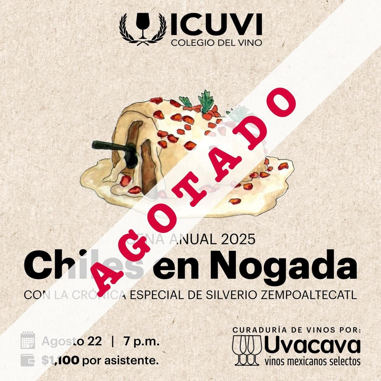 &iexcl;Dos fechas agotadas!
Muchas gracias 🙏🏽
Nuestro evento anual de Chiles en Nogada tiene lleno total en sus dos fechas.
&iexcl;Nos vemos hoy y ma&ntilde;ana!
🥂🍽️🤤