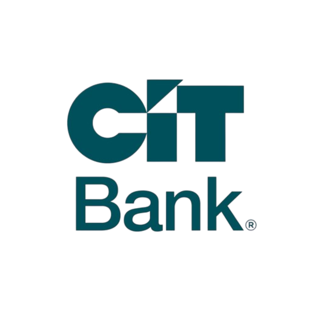 logo of CIT Bank in teal color with the words 'CIT' above 'Bank'.