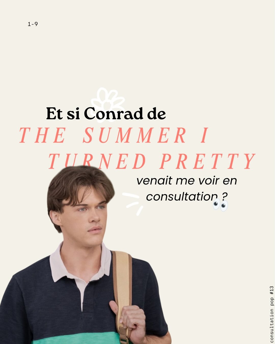 Consultation pop #13 🍿

Conrad, c&rsquo;est le mec myst&eacute;rieux en apparence (un peu le bad boy tu vois ?), mais qui au fond, est tr&egrave;s sensible (un ours &agrave; la guimauve finalement 🧸 comme on les aime)

En r&eacute;alit&eacute;, c&r