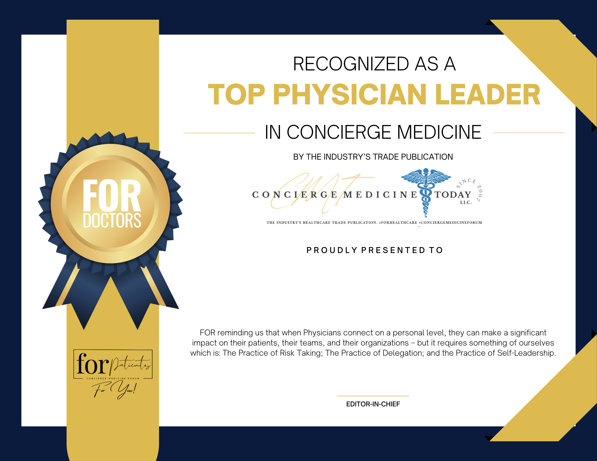 Eleven Specialdocs Physician Clients Honored as National Leaders in Concierge Medicine