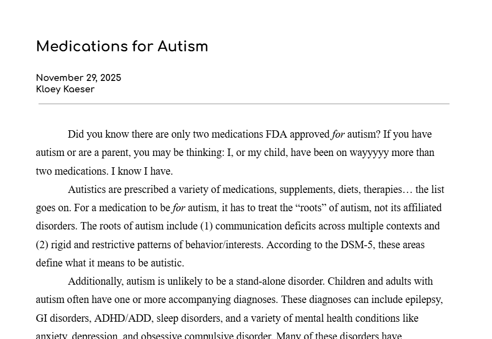 Medications for Autism