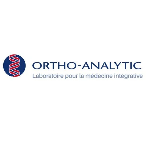 Logo of ORTHO-ANALYTIC, a medical laboratory for integrative medicine, featuring a DNA strand graphic and text