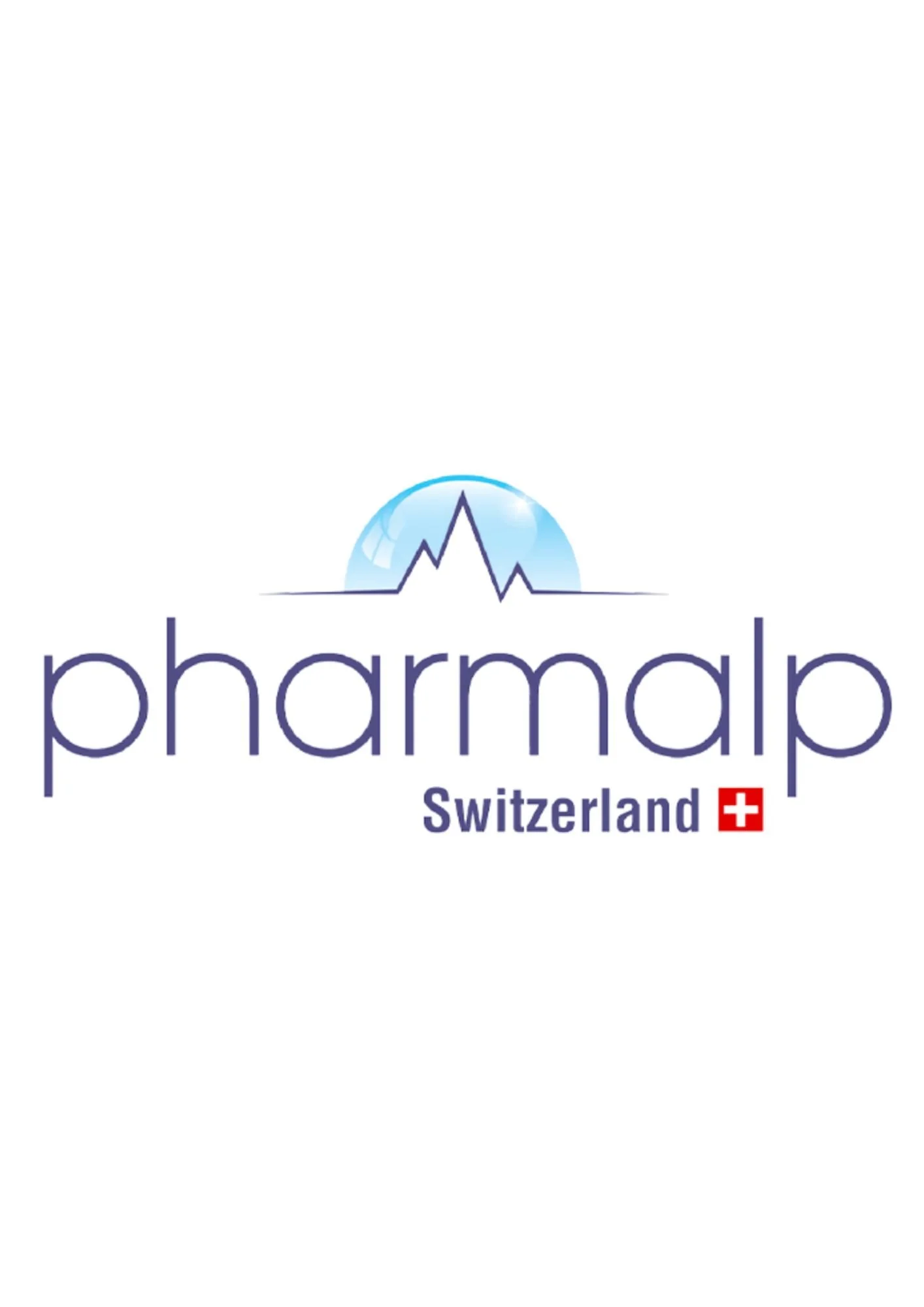 Logo of Pharmalp Switzerland featuring stylized mountain peaks with a blue pastel circle and the text 'pharmalp Switzerland' with a red Swiss flag icon.