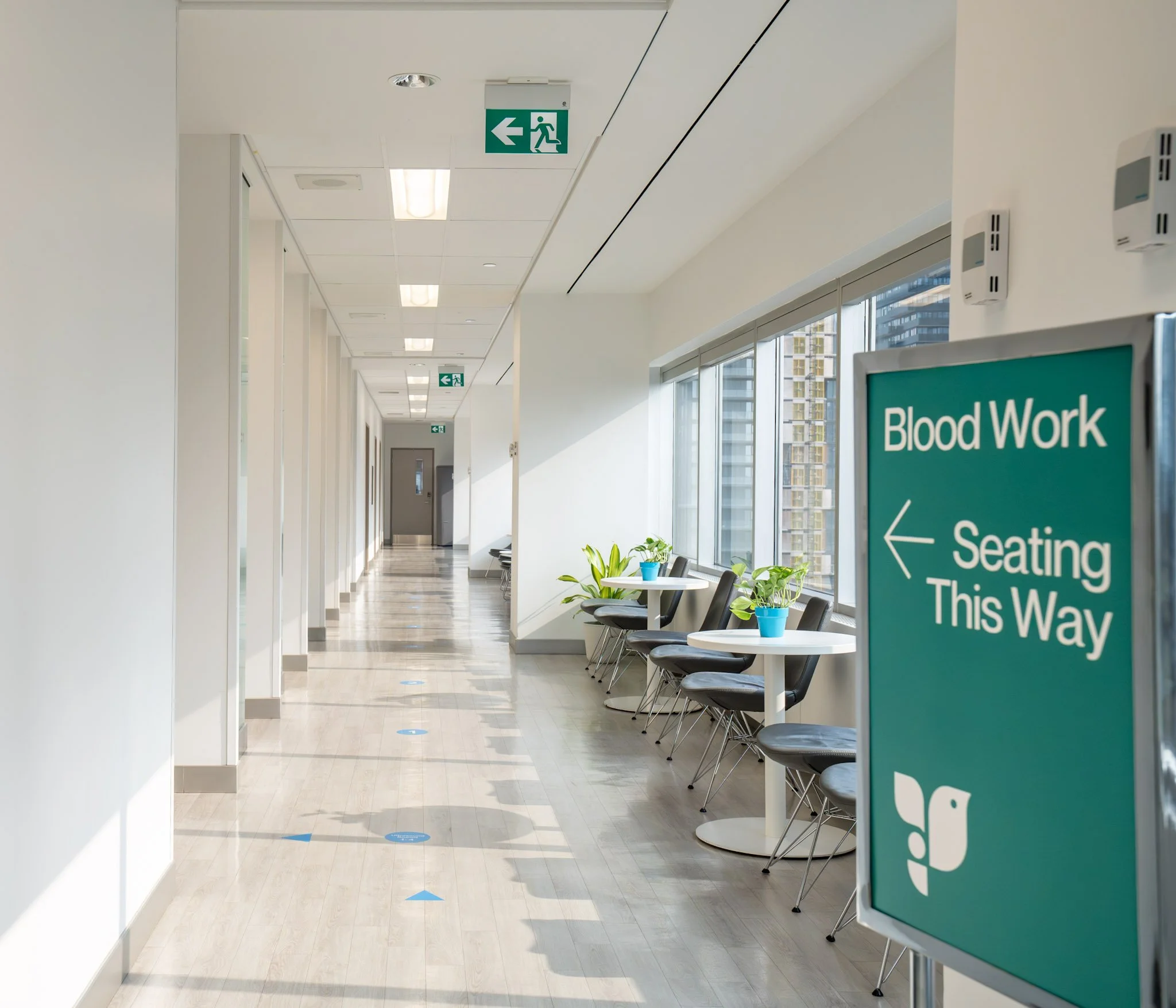 Onsite blood testing hallway at Hannam Fertility Centre