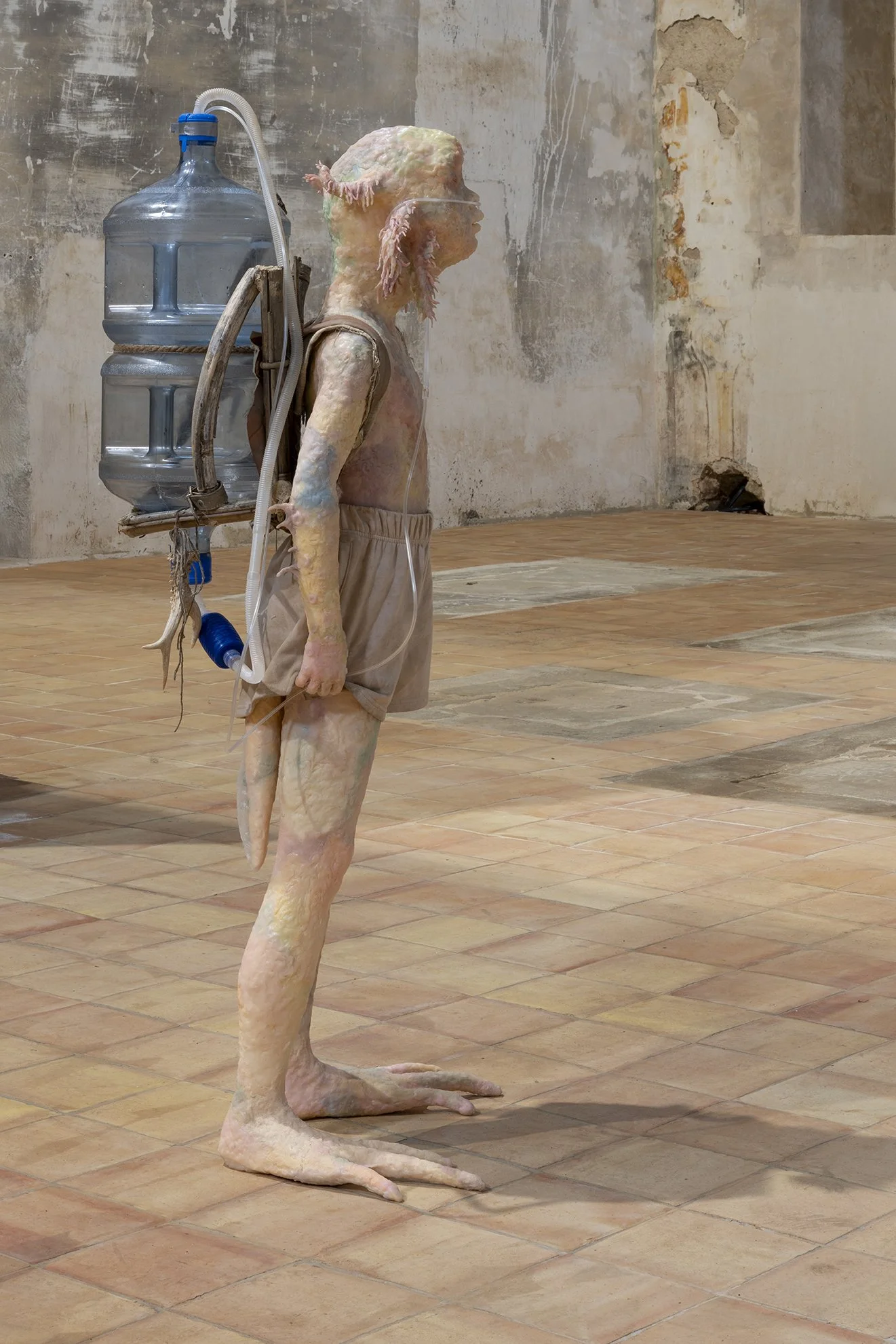 Michele Gabriele. July 2nd, 2026. Silicone, resin, acrylic colors, fabric, plastic, metal, and found objects. 155 cm x 80 cm x 60 cm. Image by Roberto Ruiz. Courtesy of the artists and Spiritvessel.