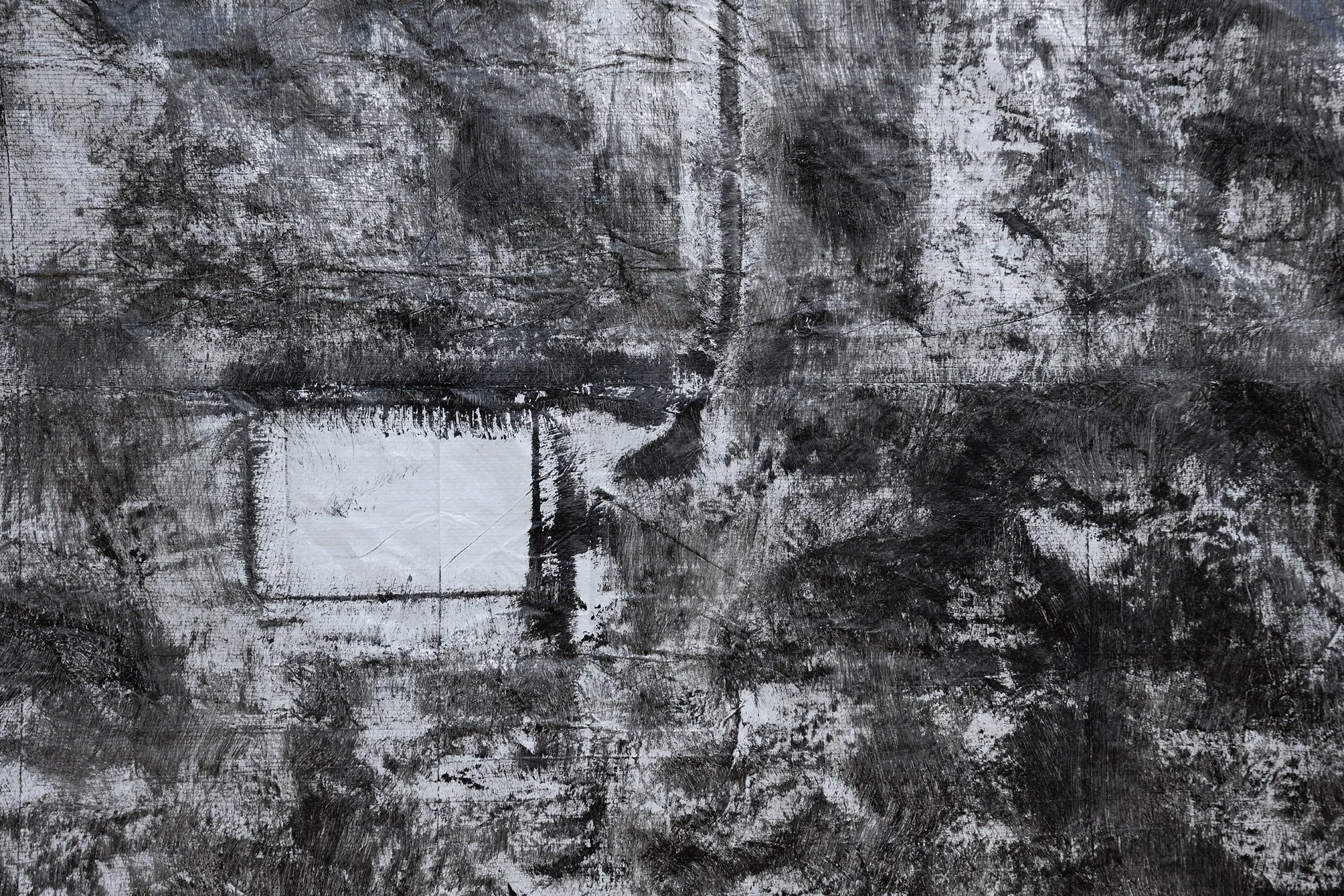 Detail. Andrew Birk. Floating House, 2026. Acrylic on tarpaulin. 8 x 12 m. Image by Roberto Ruiz. Courtesy of the artist and Spiritvessel.