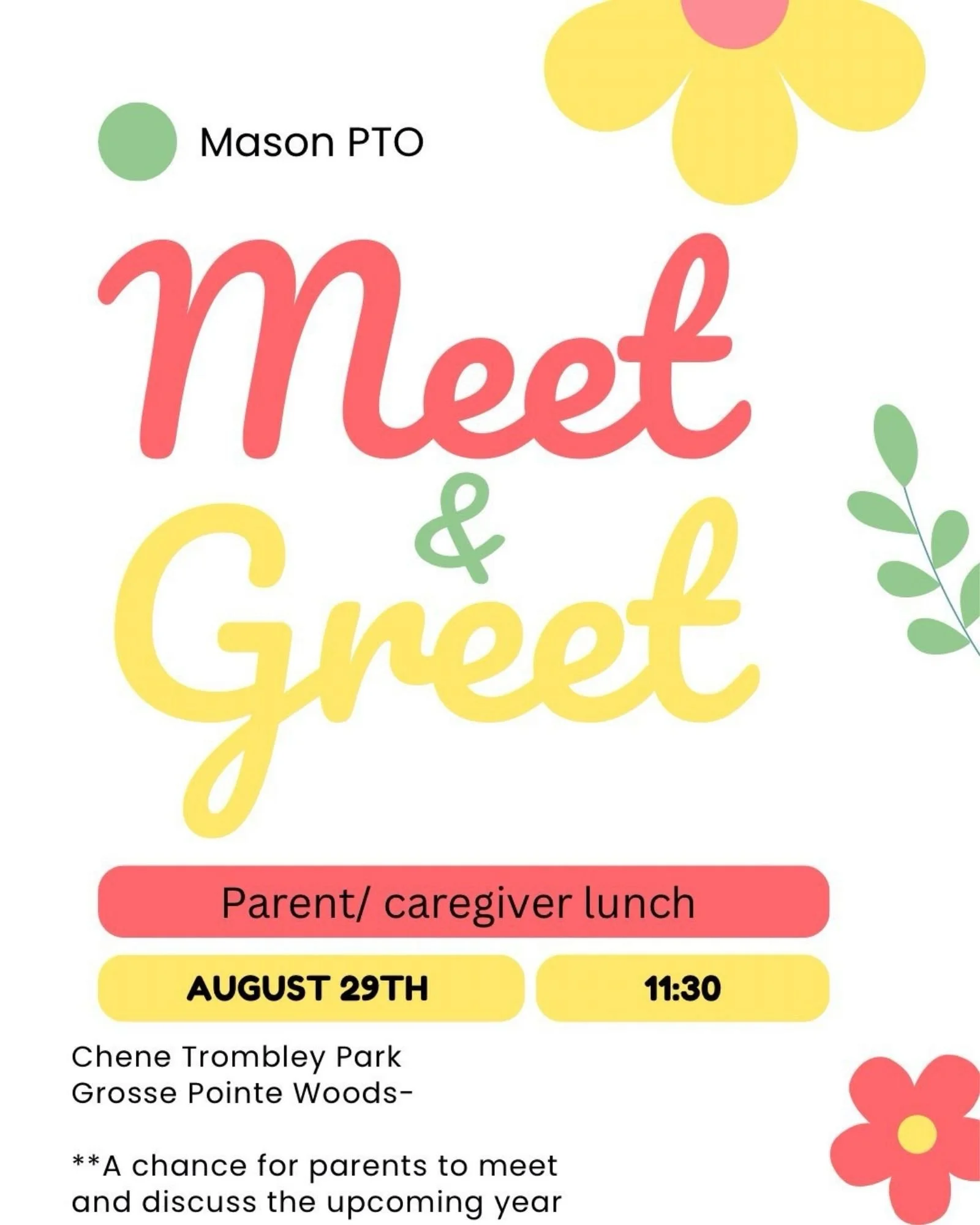 Mason PTO Meet &amp; Greet (parents only)