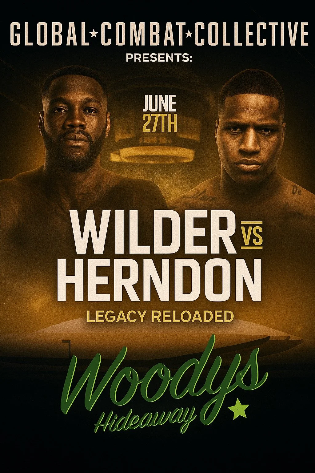🥊🔥 THE FIGHT IS ON! 🔥🥊

Get ready for an unforgettable night of action!
WILDER vs HERNDON &mdash; LEGACY RELOADED
💥 June 27th 💥

Come watch every punch, every round, and every knockout LIVE at Woody&rsquo;s Hideaway &mdash; the BEST place to ca