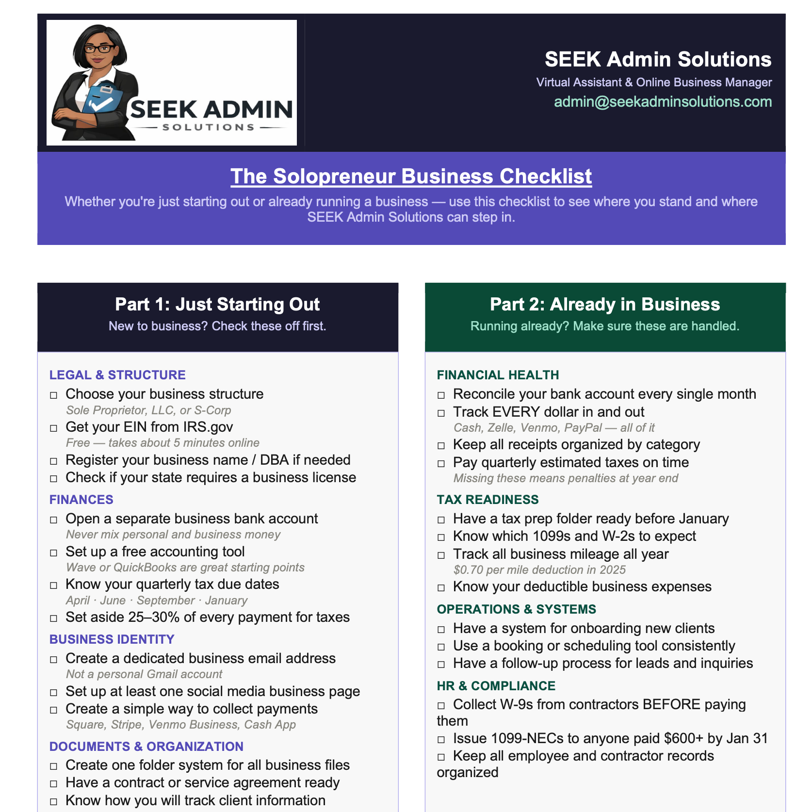 Free Soloprenuer Checklist