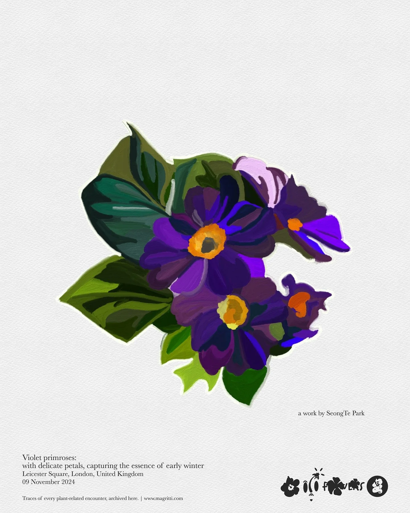 Violet primroses, a quintessentially British flower.

❀ Primrose spotted in Leicester Square, London, United Kingdom. November 2024 | Oil pastel in ArtSet4

&hellip;

#magritti #magrittidesign 

#designstudio #creativestudio #drawing #painting #digit