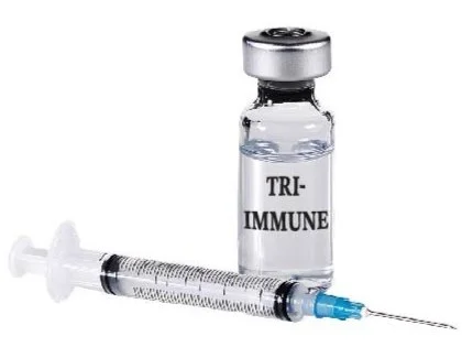 A syringe and a vial labeled 'Tri-Immune' on a white background.