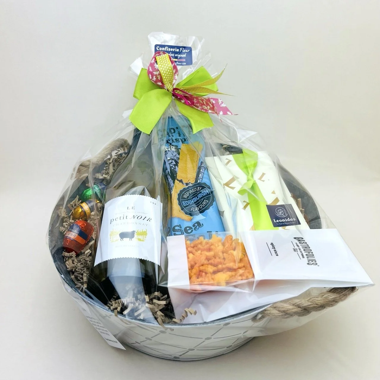 Geschenkmand 'wit zink'