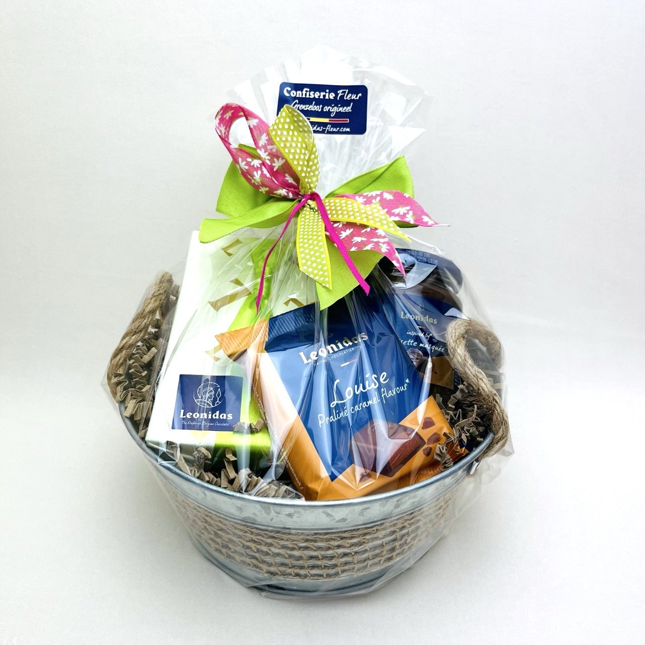 Geschenkmand zink 'gewoven'