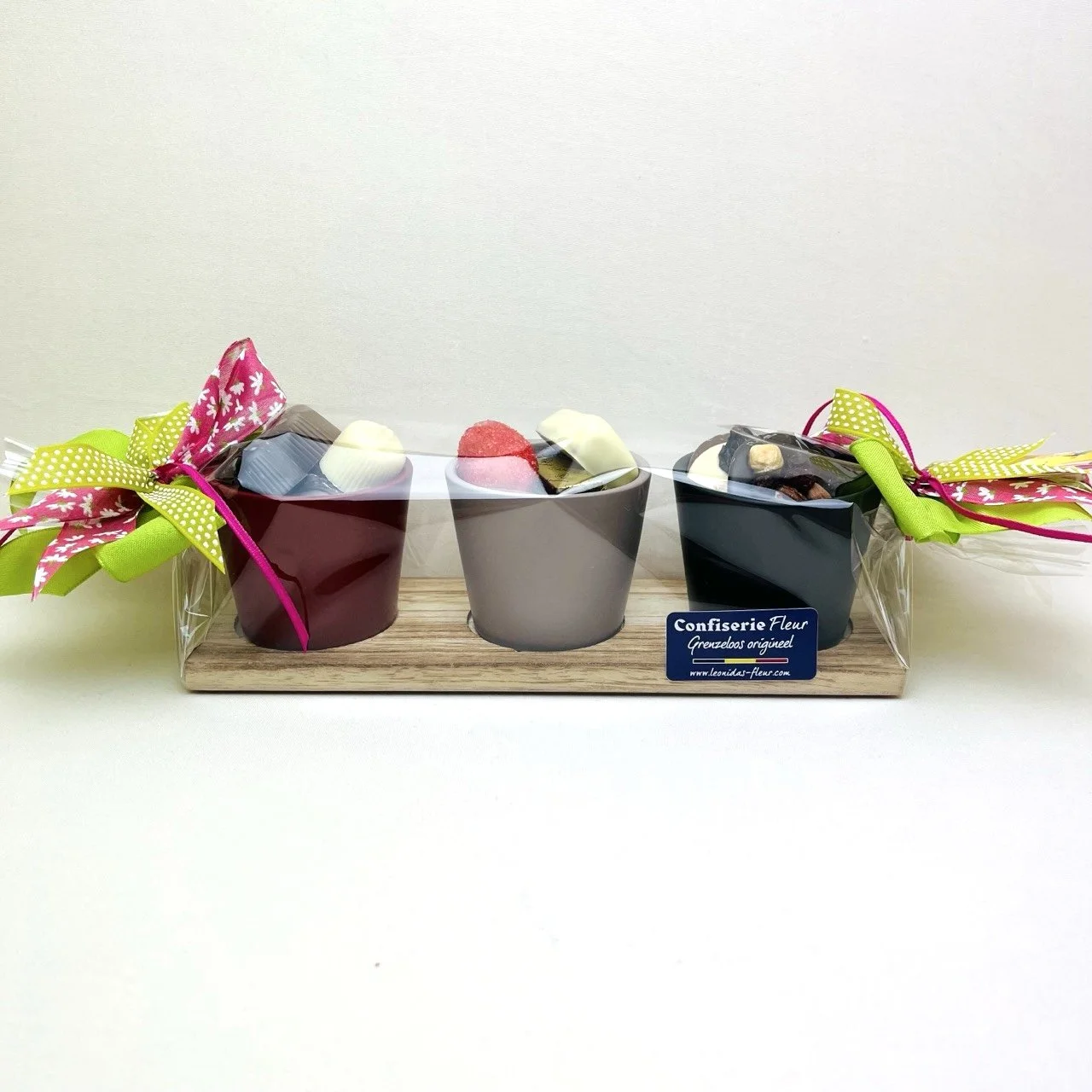 Theelichthouder 3-delig rood-beige-zwart