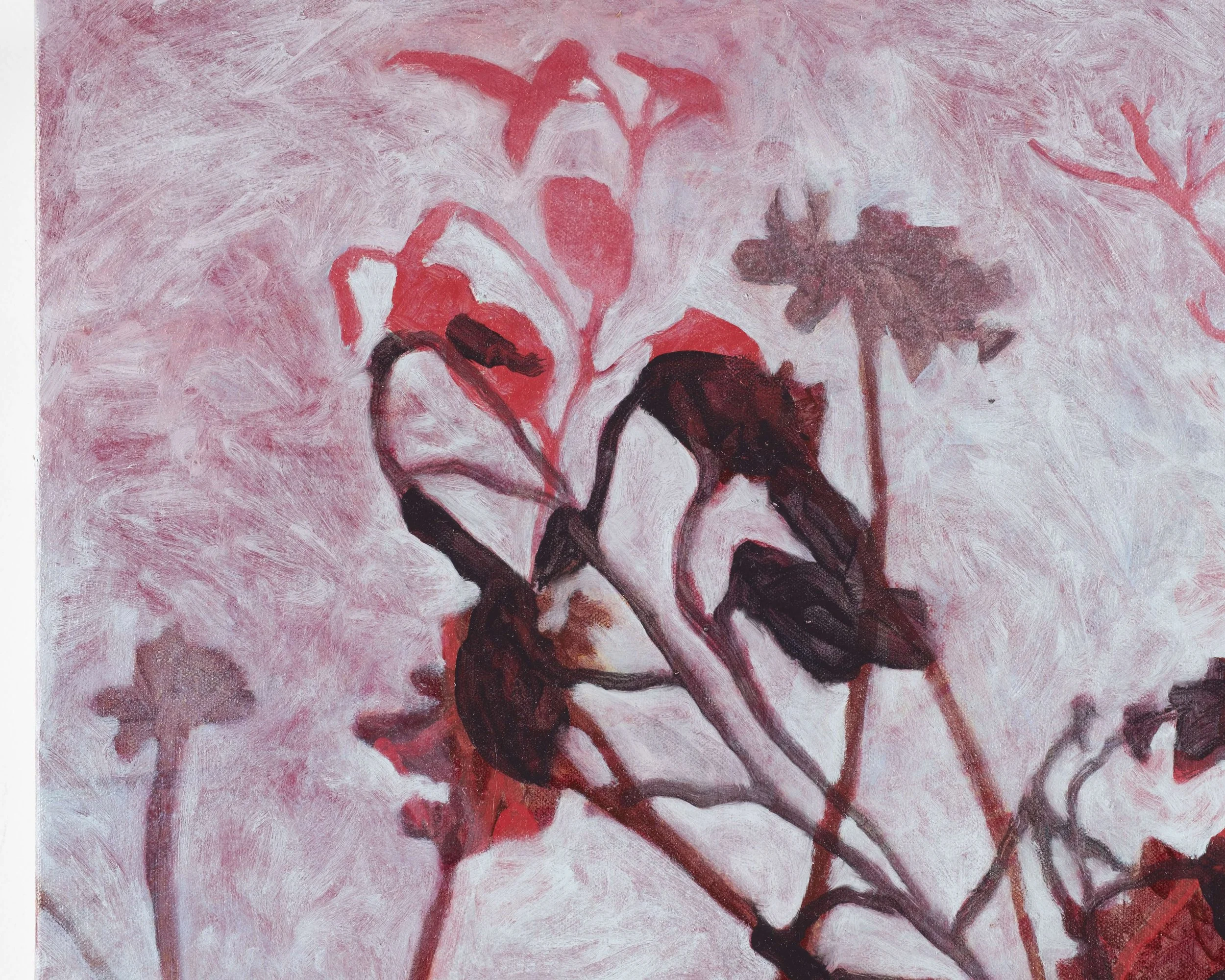 A detail of the top left corner of 'ermine and velvet', 2026.