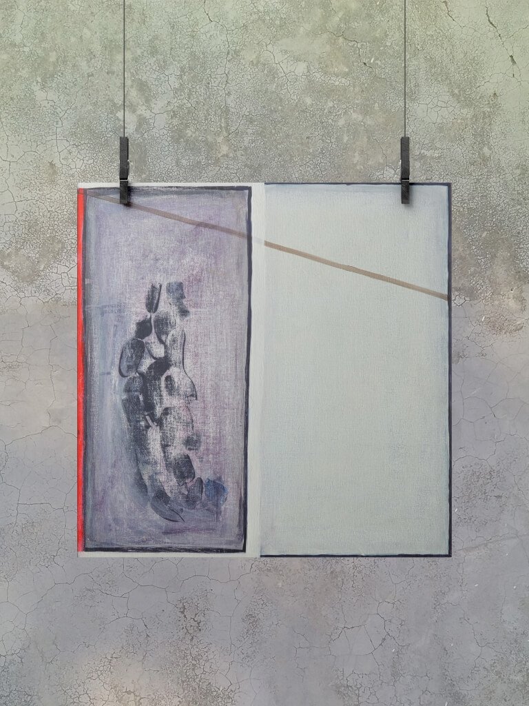 "Why is Mine Not Silver (2)" print displayed in an industrial space.