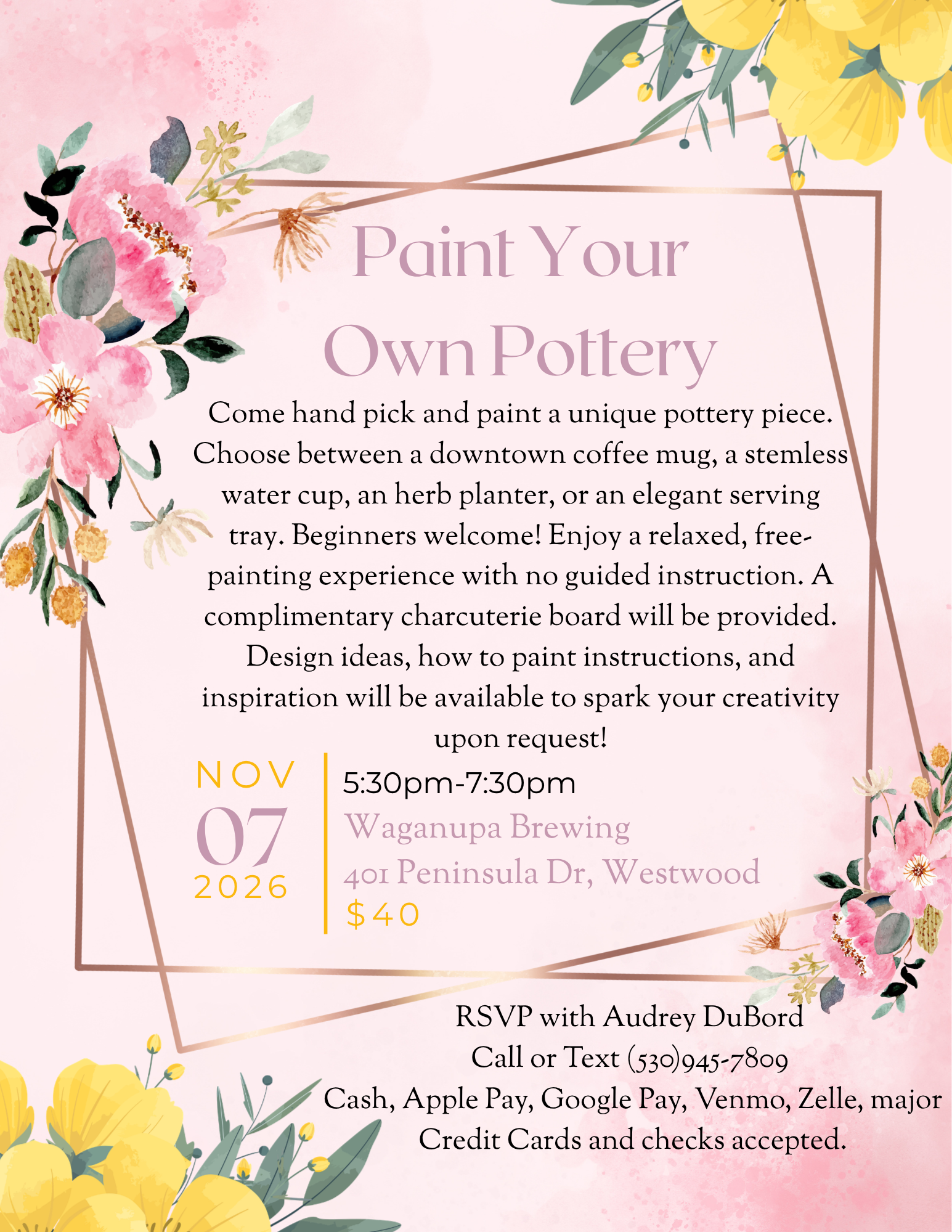 Paint Your Own Pottery with Charcuterie &amp; Clay