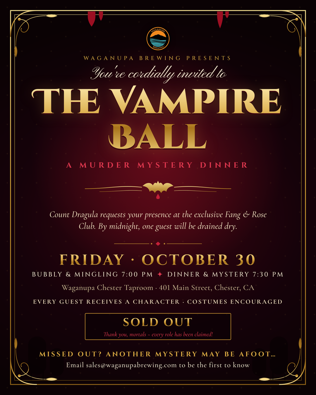 The Waganupa Vampire Ball - A Murder Mystery Dinner