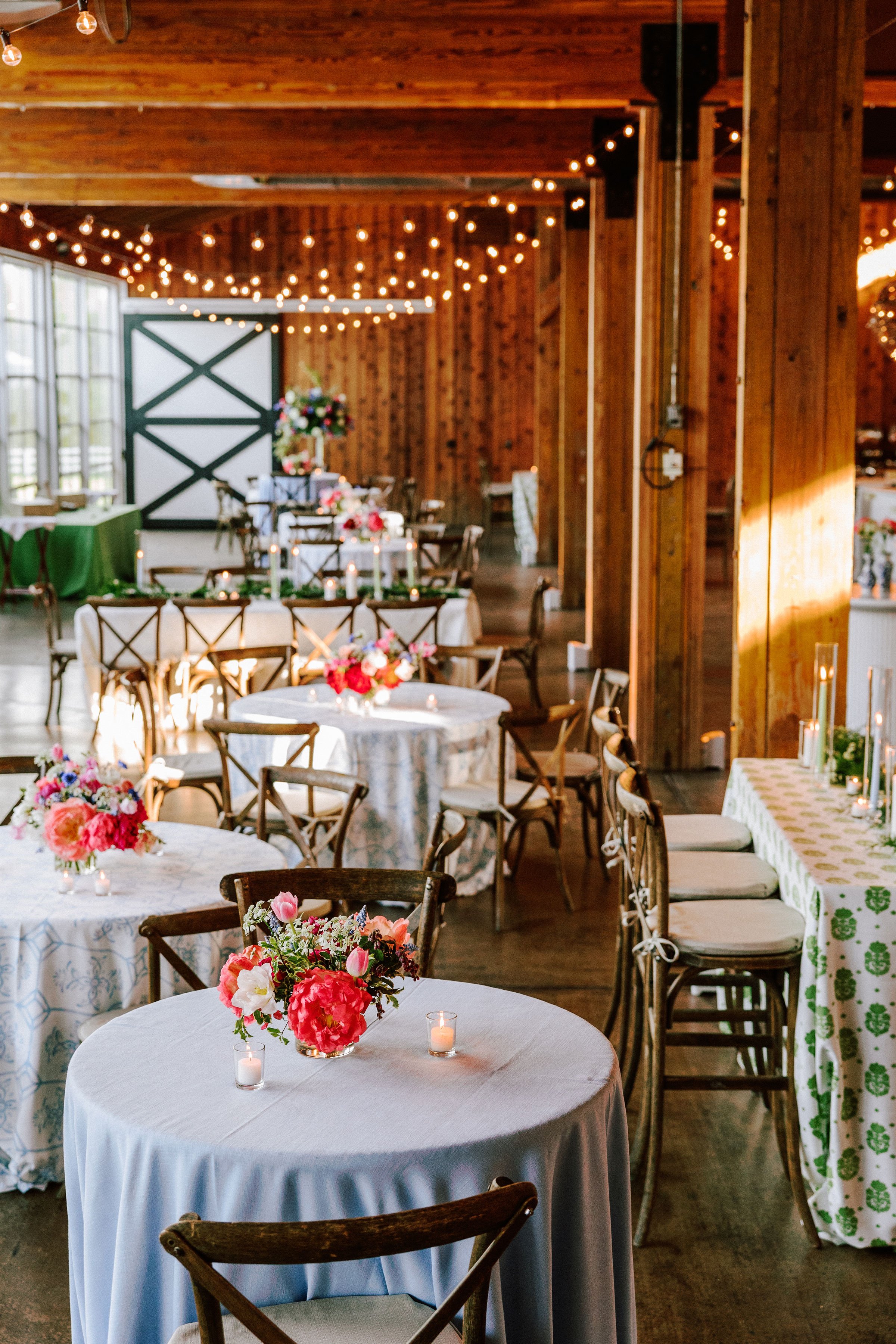 Betsi Ewing Photography Spring, Eclectic, Reception, Barn, Lighting, Florals, Details, Red, White, Green