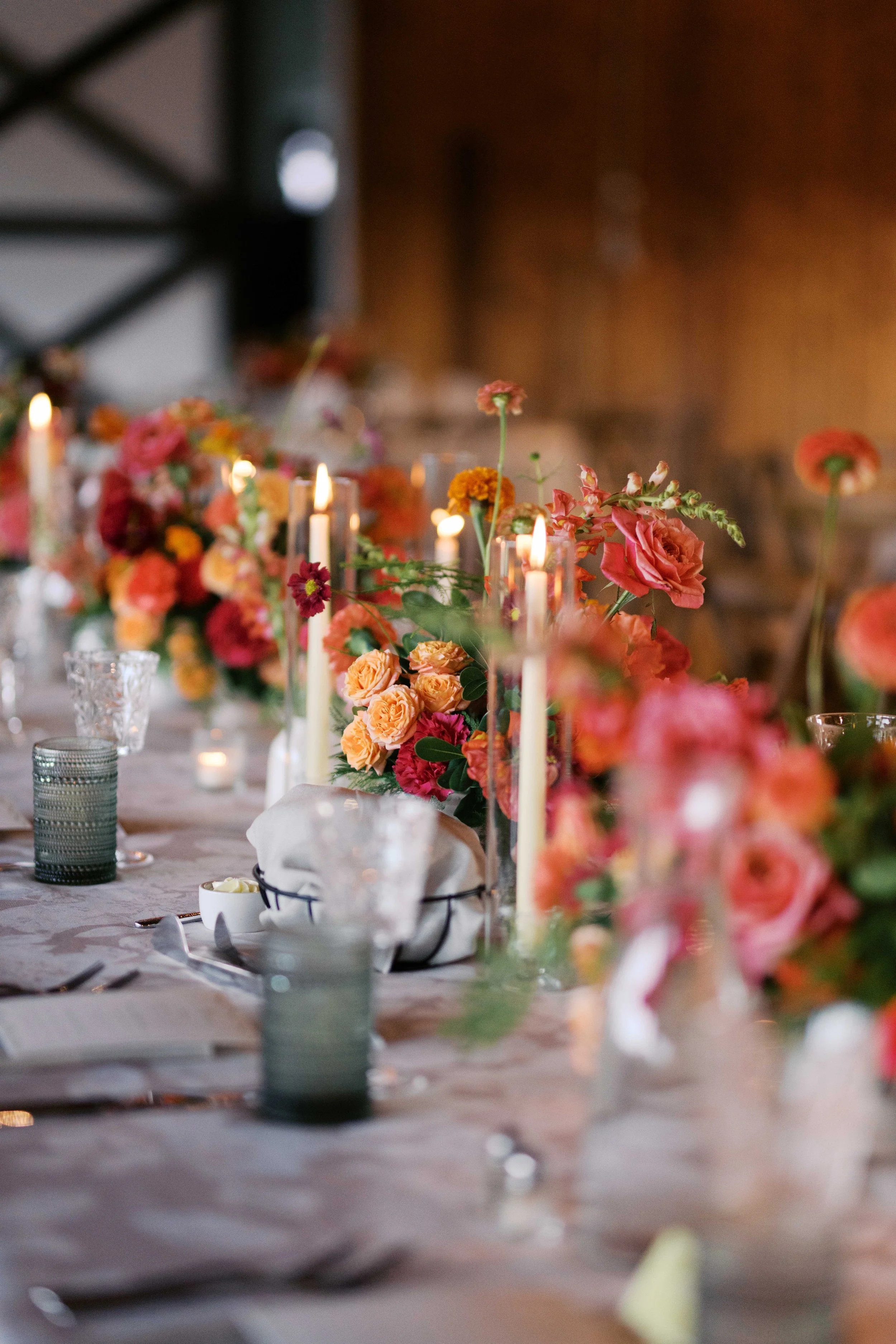 Becca B Photography Summer, Red, Pink, Florals, Details, Barn, Lighting, Reception
