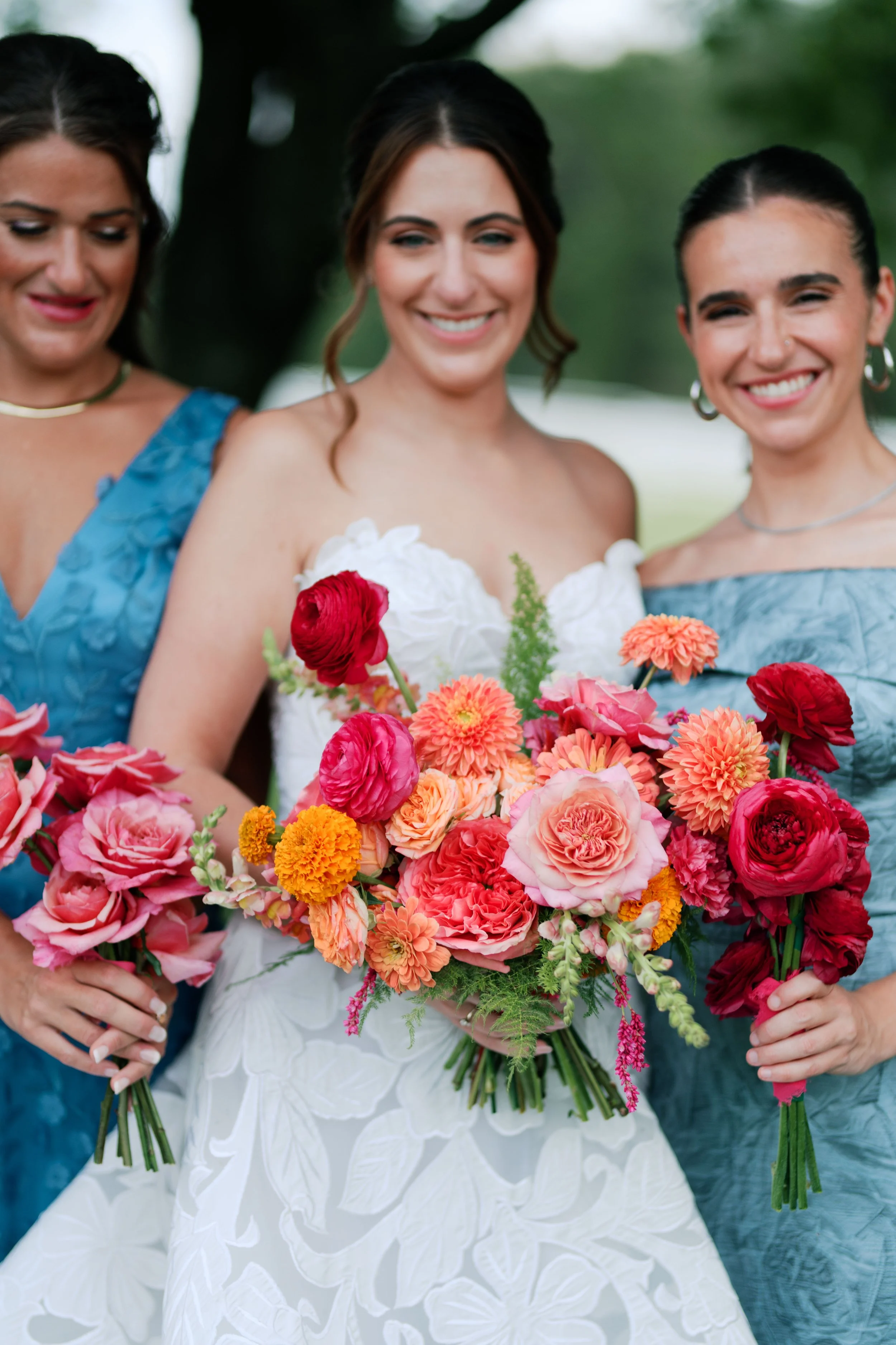 Becca B Photography Summer, Estate, Wedding Party, Red, Pink, Florals, Blue, Dresses, Vintage