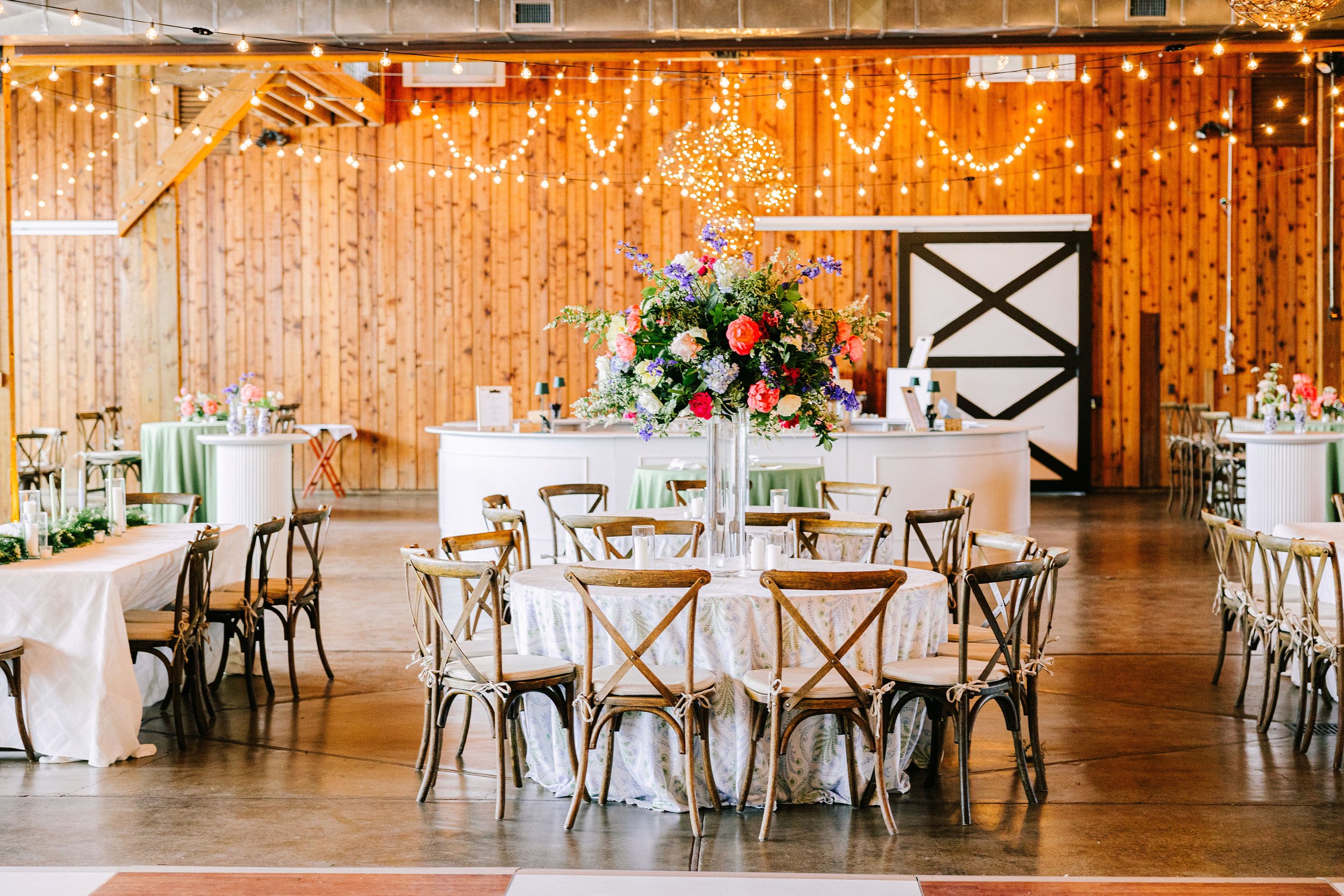 Betsi Ewing Photography Spring, Eclectic, Barn, Reception, Lighting, Details, Florals, Red, Pink, White, Green