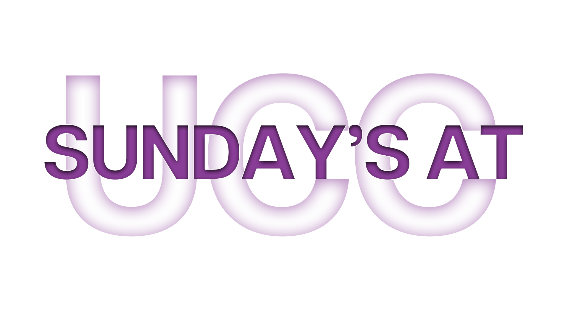 Neon sign with the words 'Sundays at' in purple and white glow, partially visible.