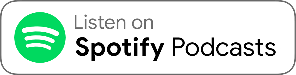 A digital badge or button with the Spotify logo and text that reads, "Listen on Spotify Podcasts."