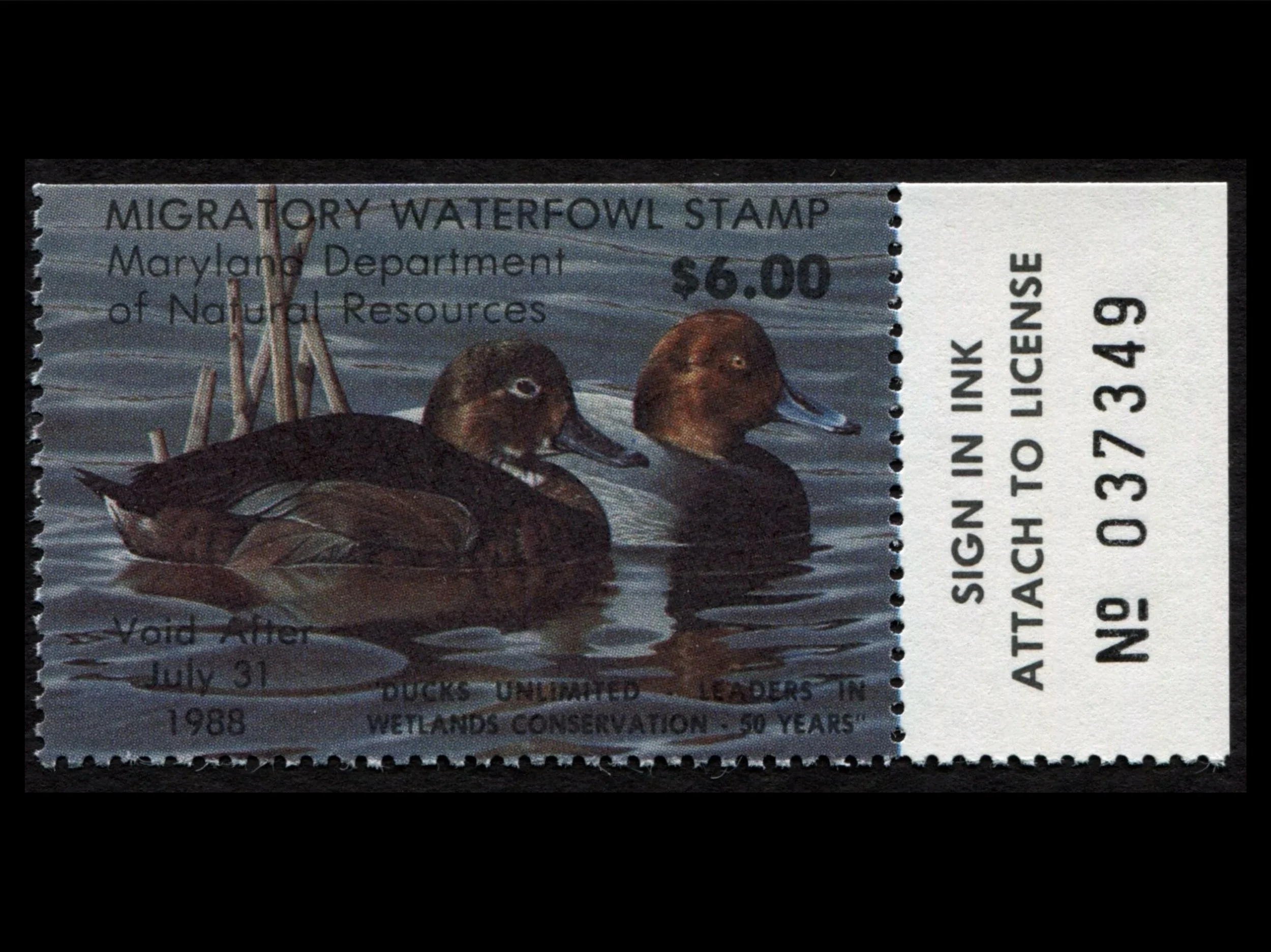 MD14 Maryland 1987 Canvasbacks Duck Stamp, MNH