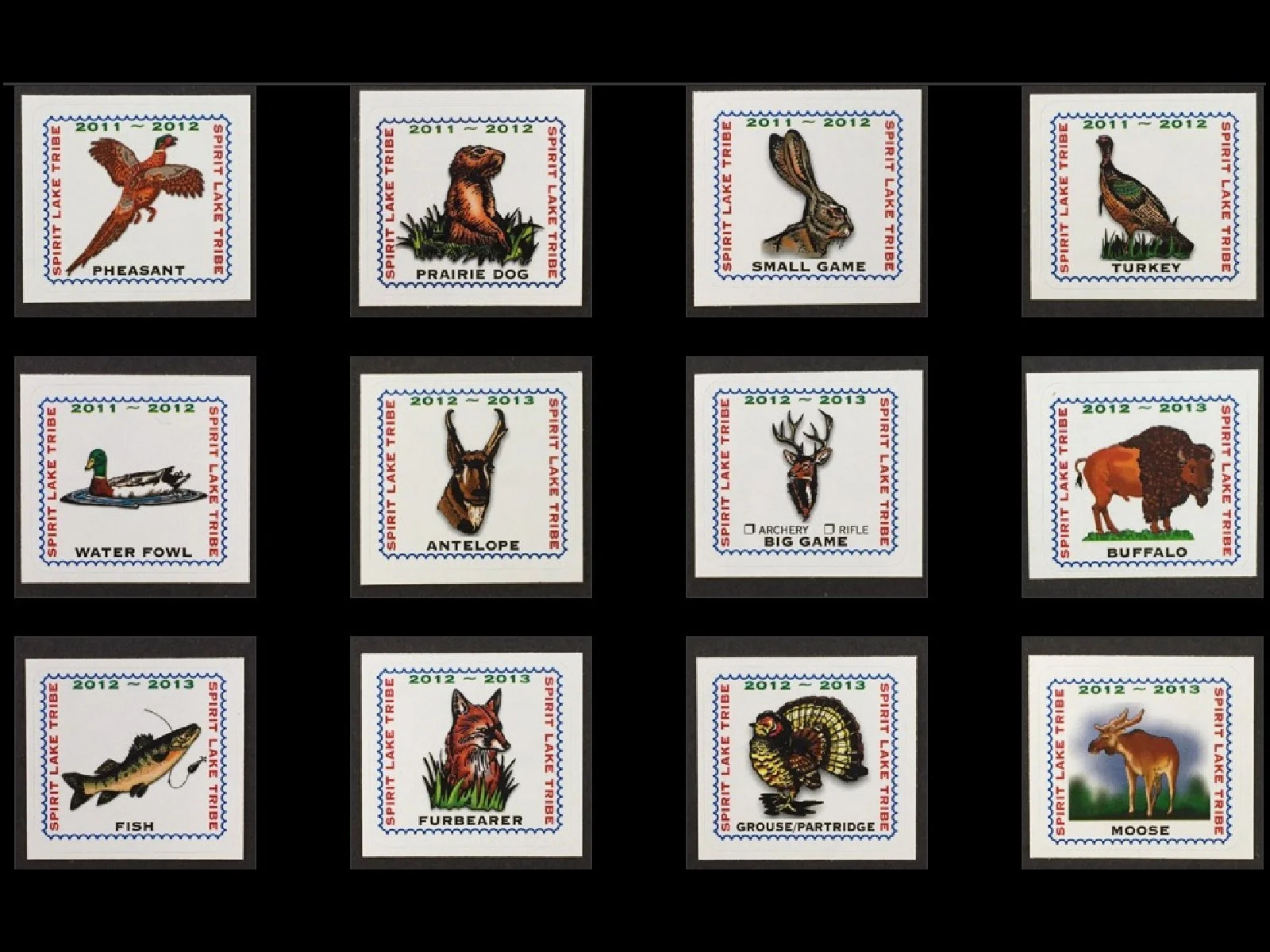SL143-154 Spirit Lake Tribe 2010-11 Set/12 Stamps