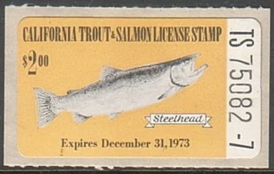 Timbre Permis De Pêche Californie 1958 - Truite Dorée - Collection USA