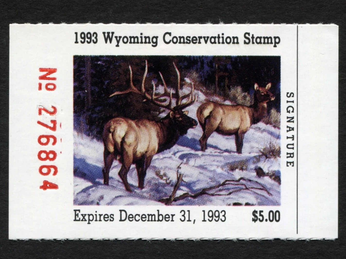 WY10 Wyoming Conservation Stamp 1993 Elk